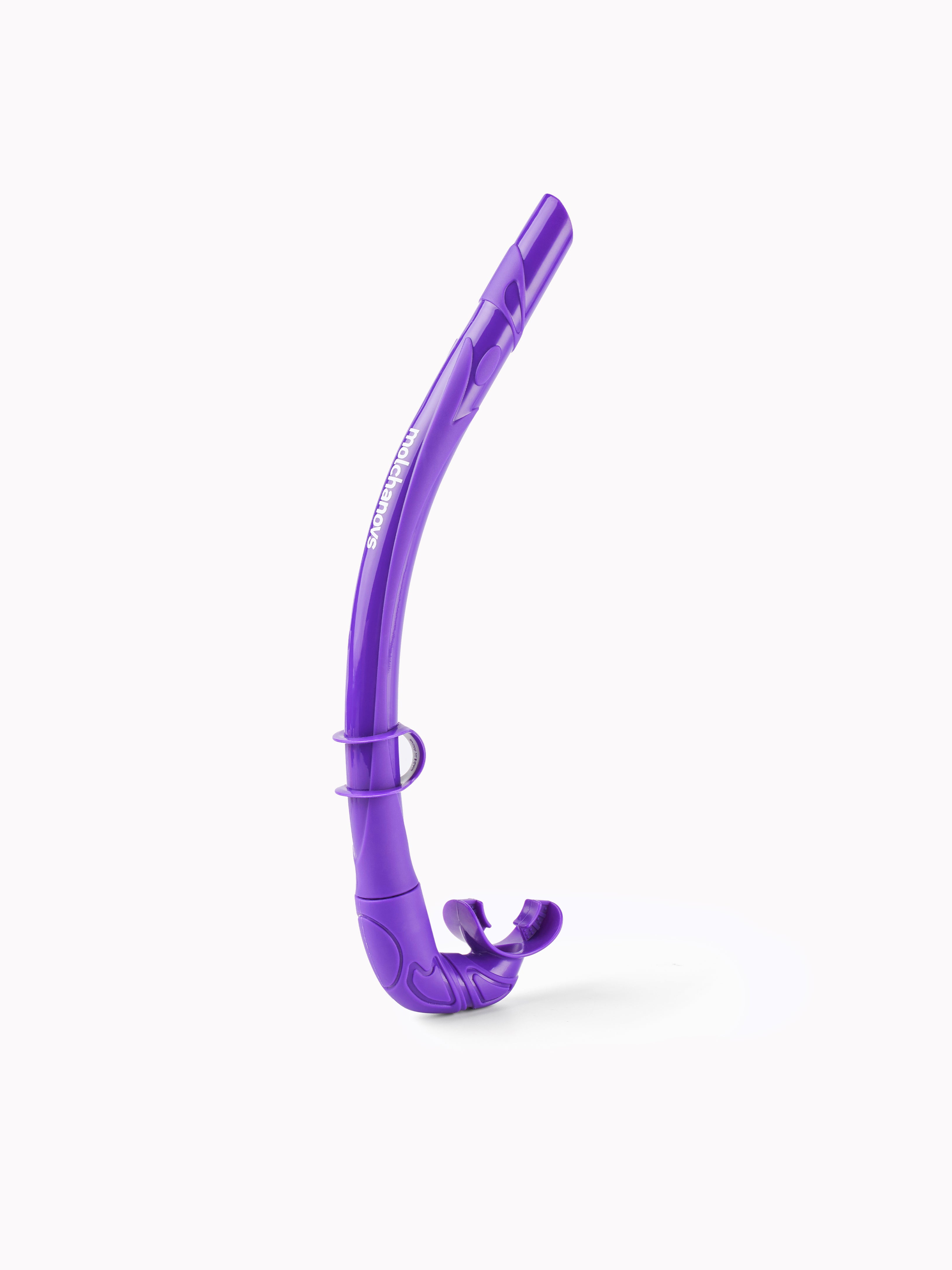 Natalia Legacy CORE freediving snorkel in solid purple with Molchanovs branding and flexible mouthpiece