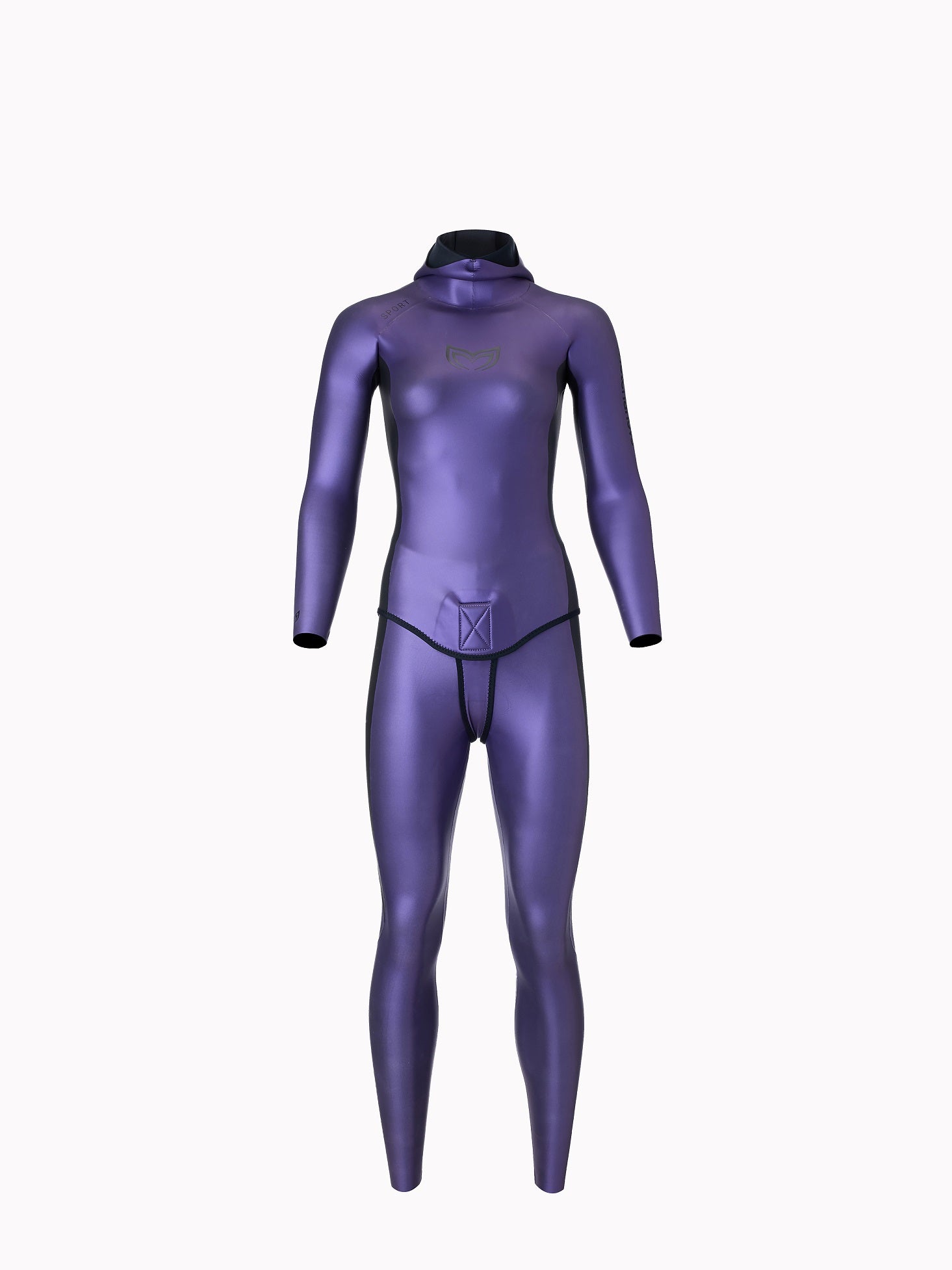 Natalia's Legacy women's SPORT freediving wetsuit 1.5mm inside-lined in purple, front view