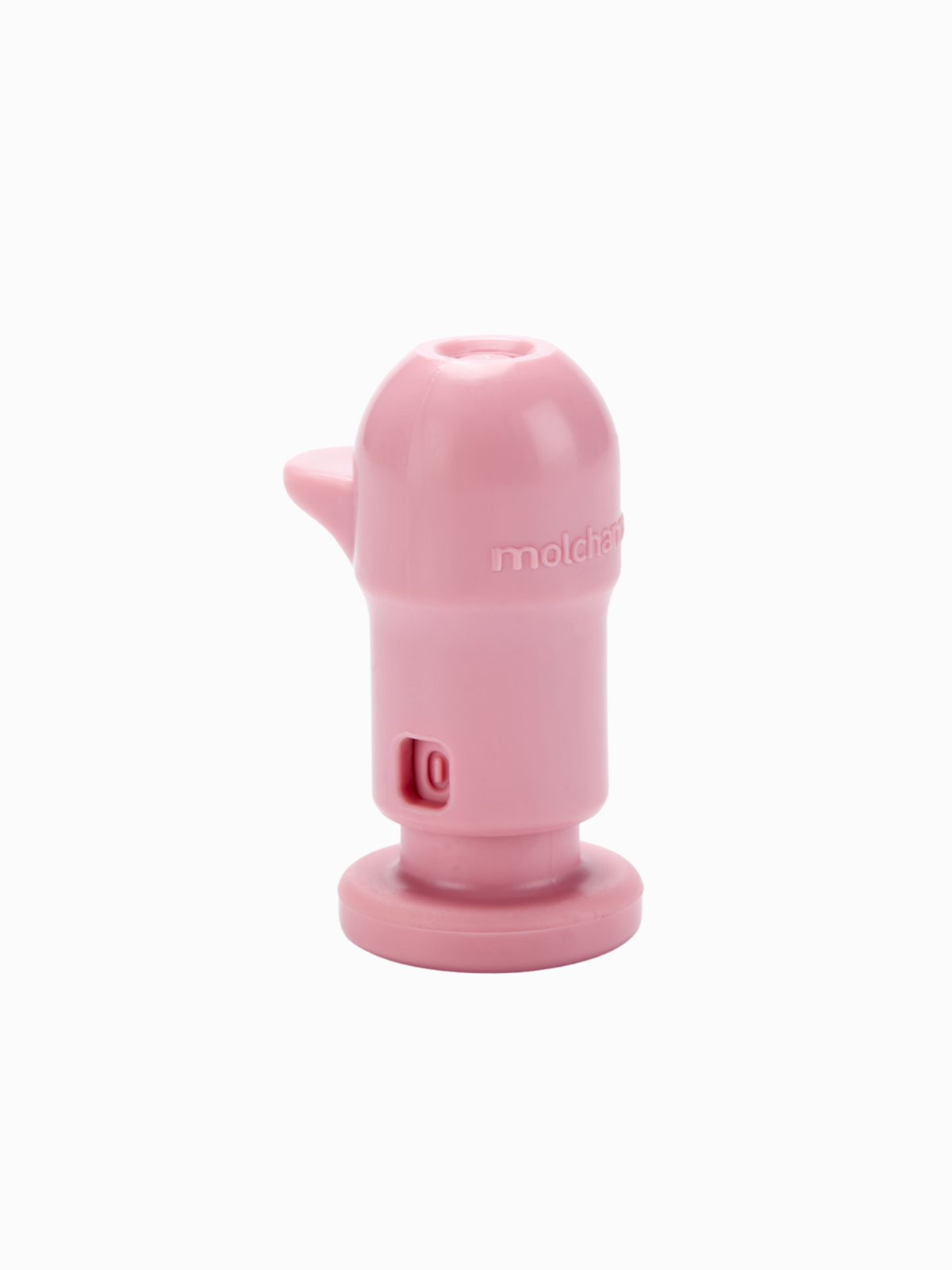 Molchanovs EQ Trainer 2 freediving equalization trainer, pink colourway, side view showing airflow port