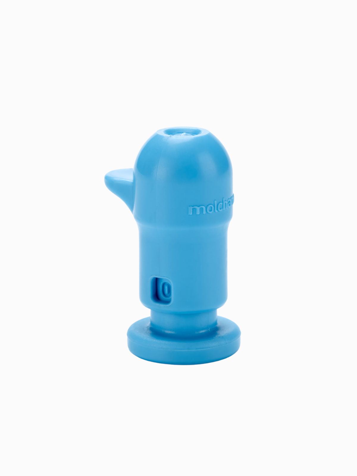Molchanovs EQ Trainer 2 freediving equalization trainer, blue colourway, side view showing airflow port