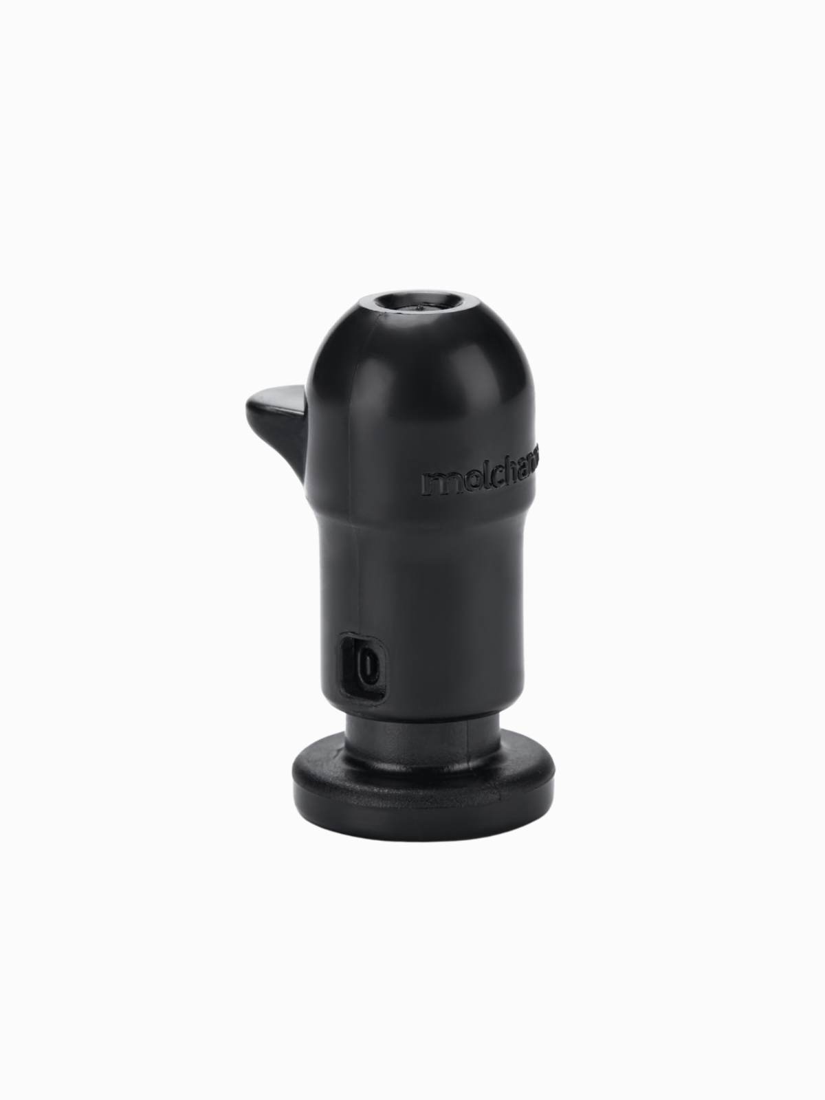 Molchanovs EQ Trainer 2 freediving equalization trainer, black colourway, side view showing airflow port