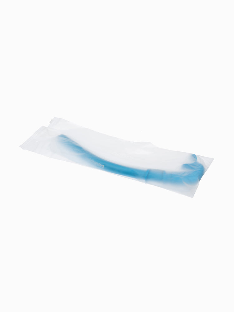 Molchanovs CORE freediving snorkel in blue shown inside its clear storage bag