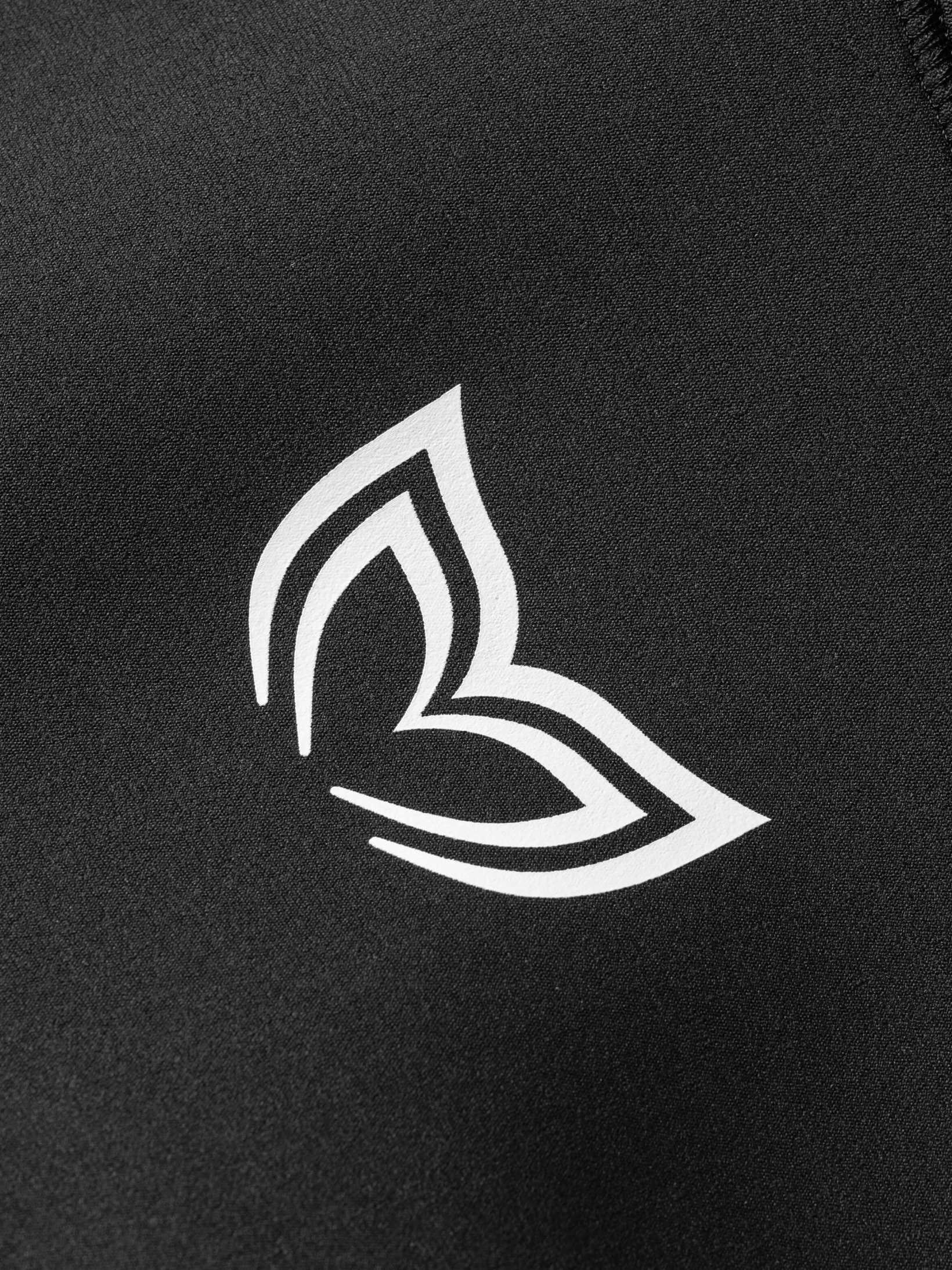 Close up of the Molchanovs logo printed on the 2mm womens one piece diving suit