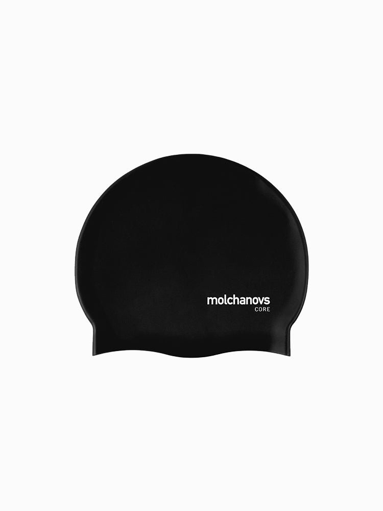 Molchanovs CORE black silicone swim cap for freediving