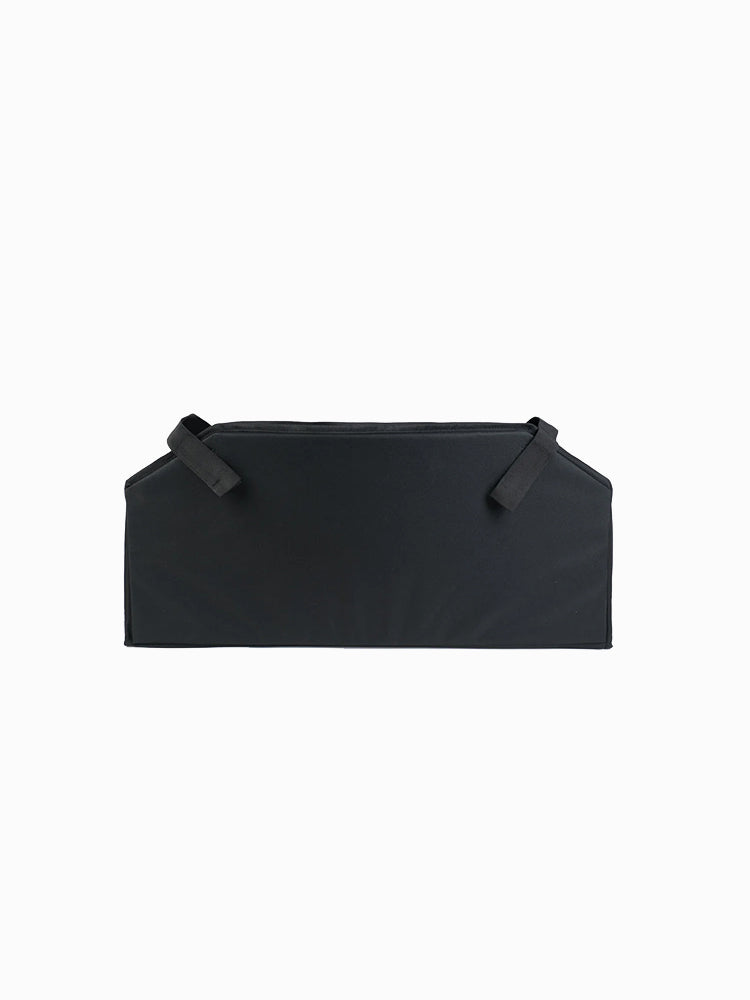 Molchanovs monofin blade protector, rear panel view showing plain black fabric and carry handles