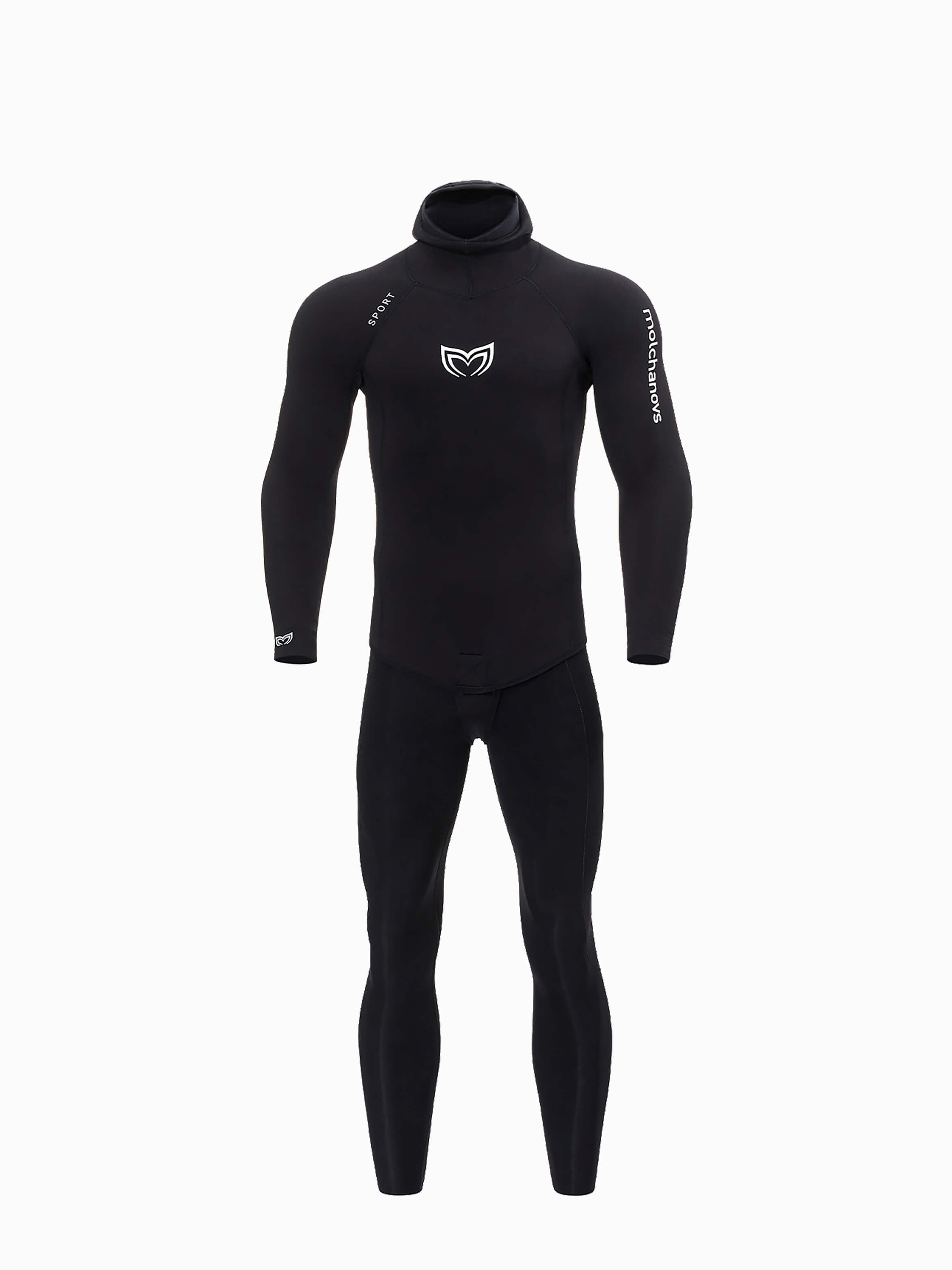 Molchanovs men's SPORT freediving wetsuit 3mm outside-lined, black, front view