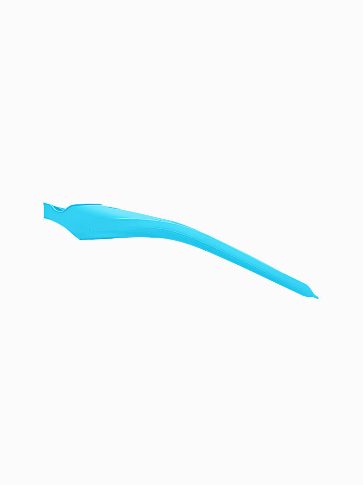 Side profile of Molchanovs CORE Silicone Monofin in blue, showing the blade curvature and tapered tip