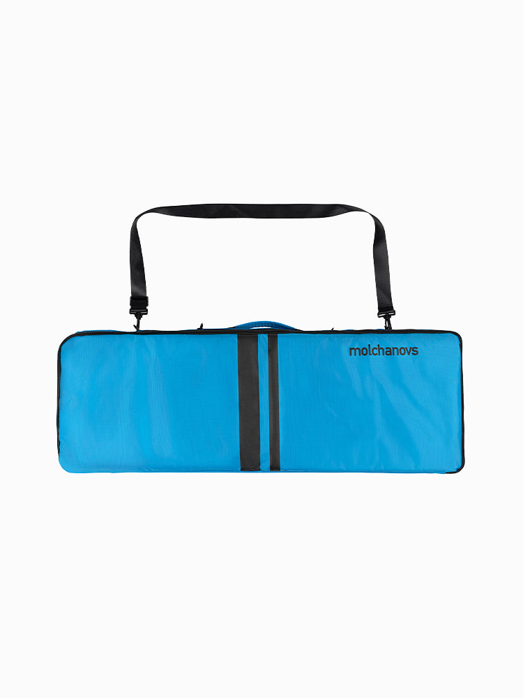 Molchanovs Lightweight Bifins Bag 3 in blue with black stripe and shoulder strap, front view