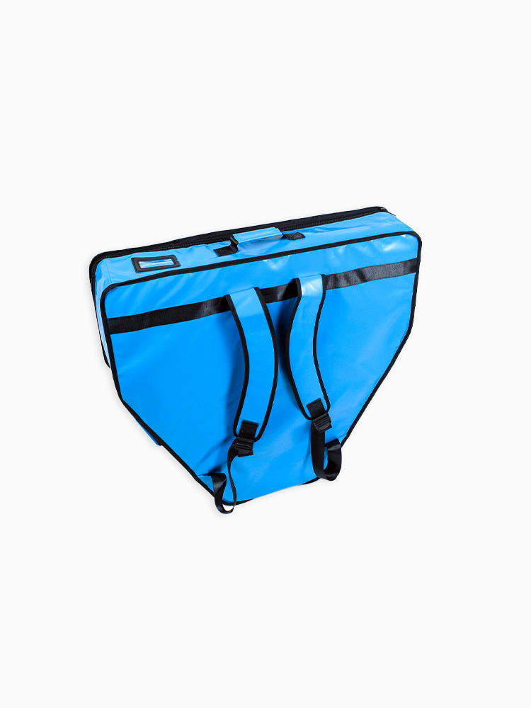 Molchanovs Semihard Monofin Bag 2 blue, rear view showing backpack carry straps