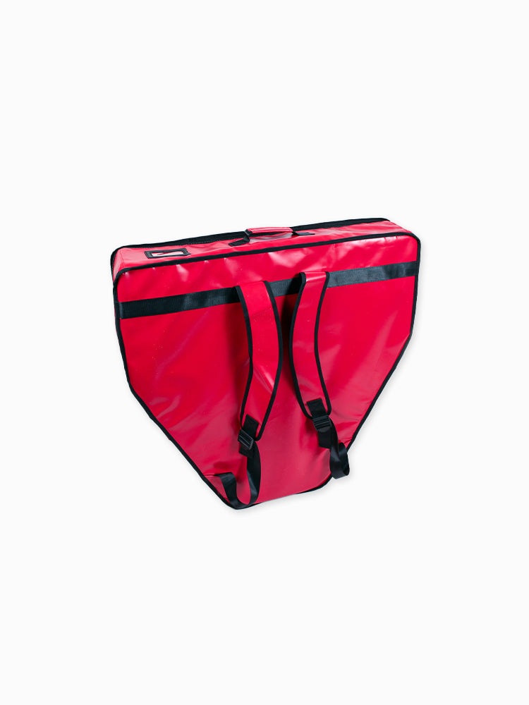 Molchanovs Semihard Monofin Bag 2 red, rear view showing padded backpack straps