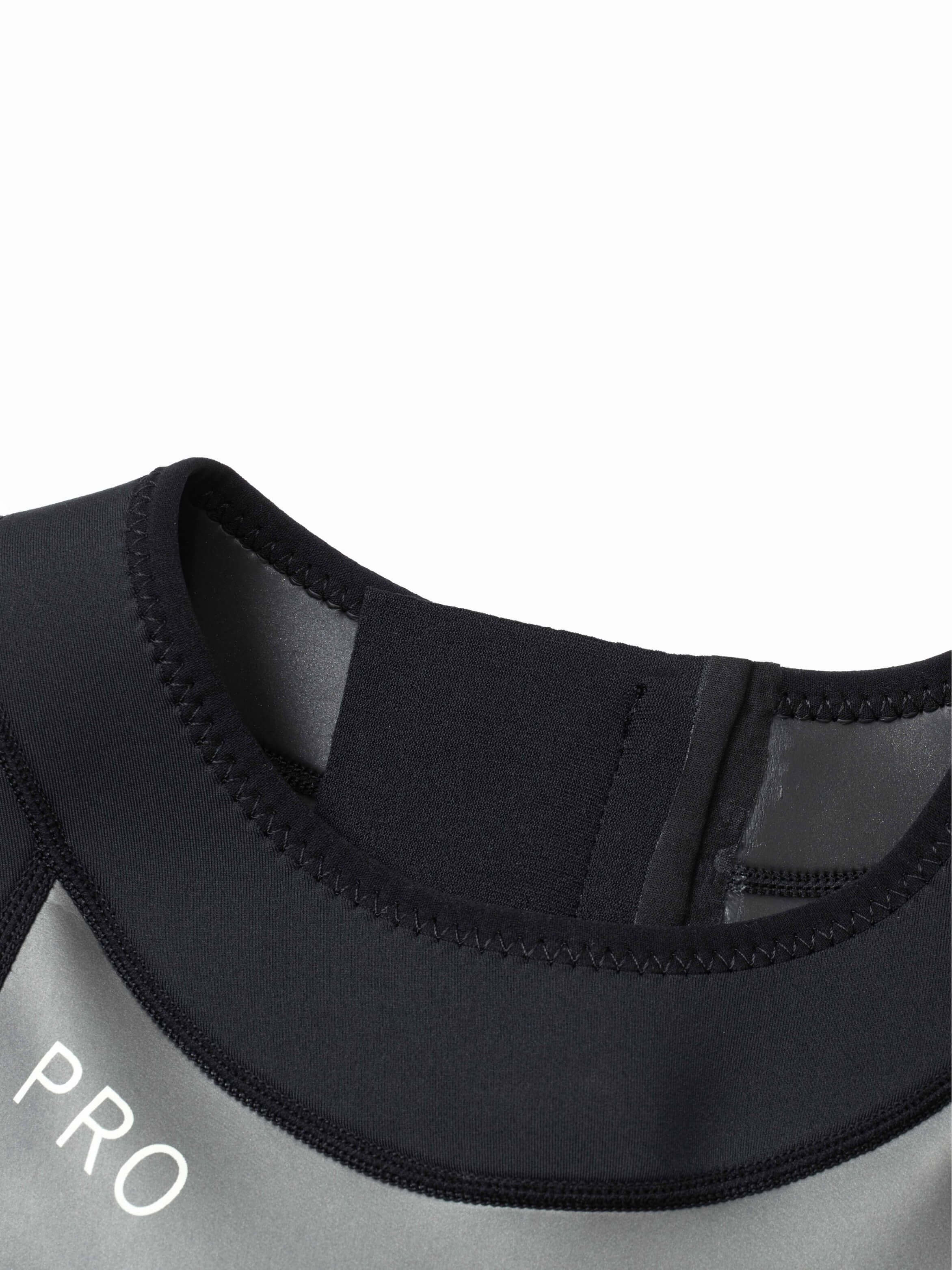 Interior collar and inside lining of the Molchanovs PRO women's one-piece wetsuit showing the fabric-lined neck panel
