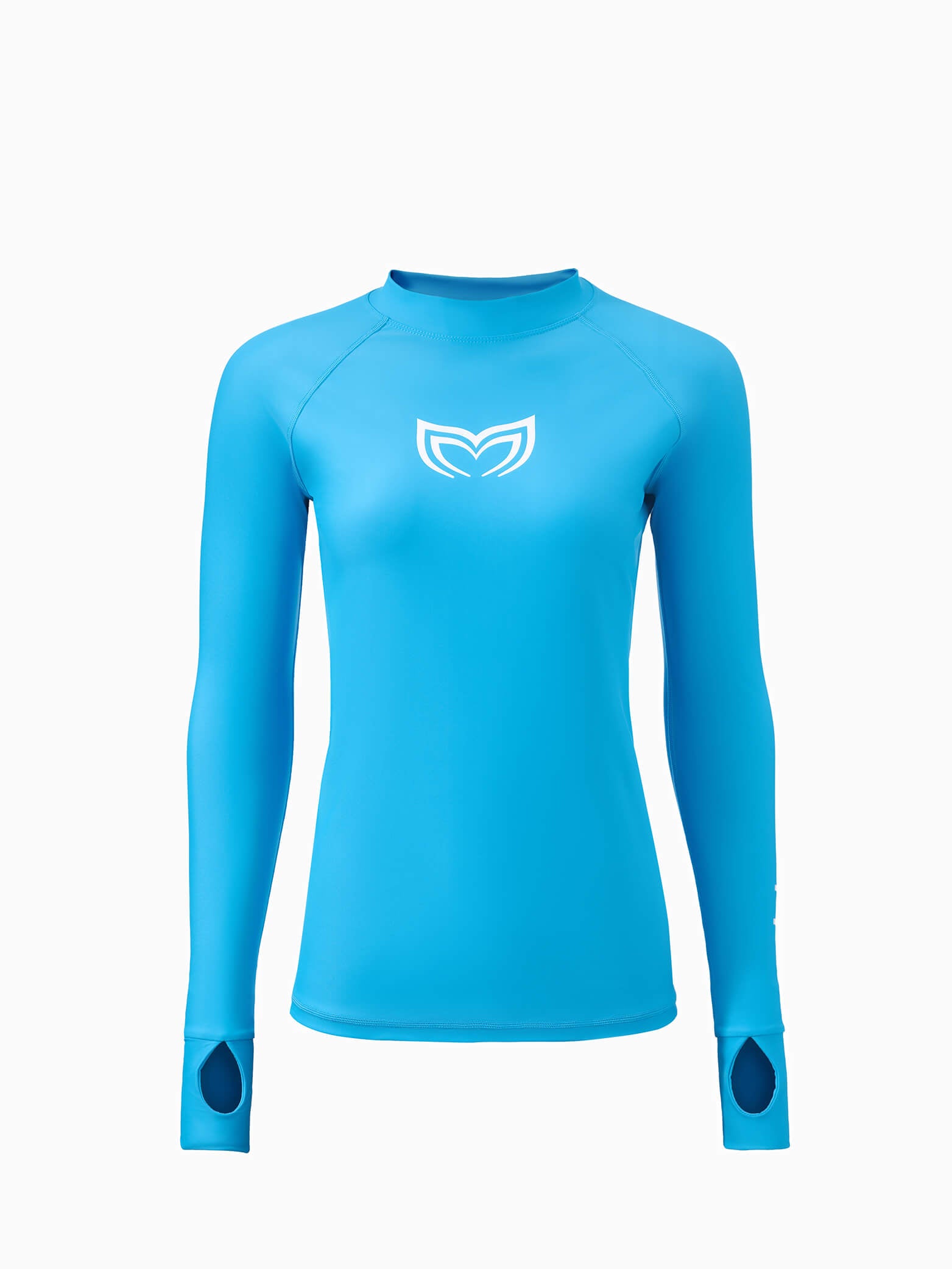 Molchanovs Instructor women's UPF 50 rashguard in sky blue, long-sleeve with thumb loops